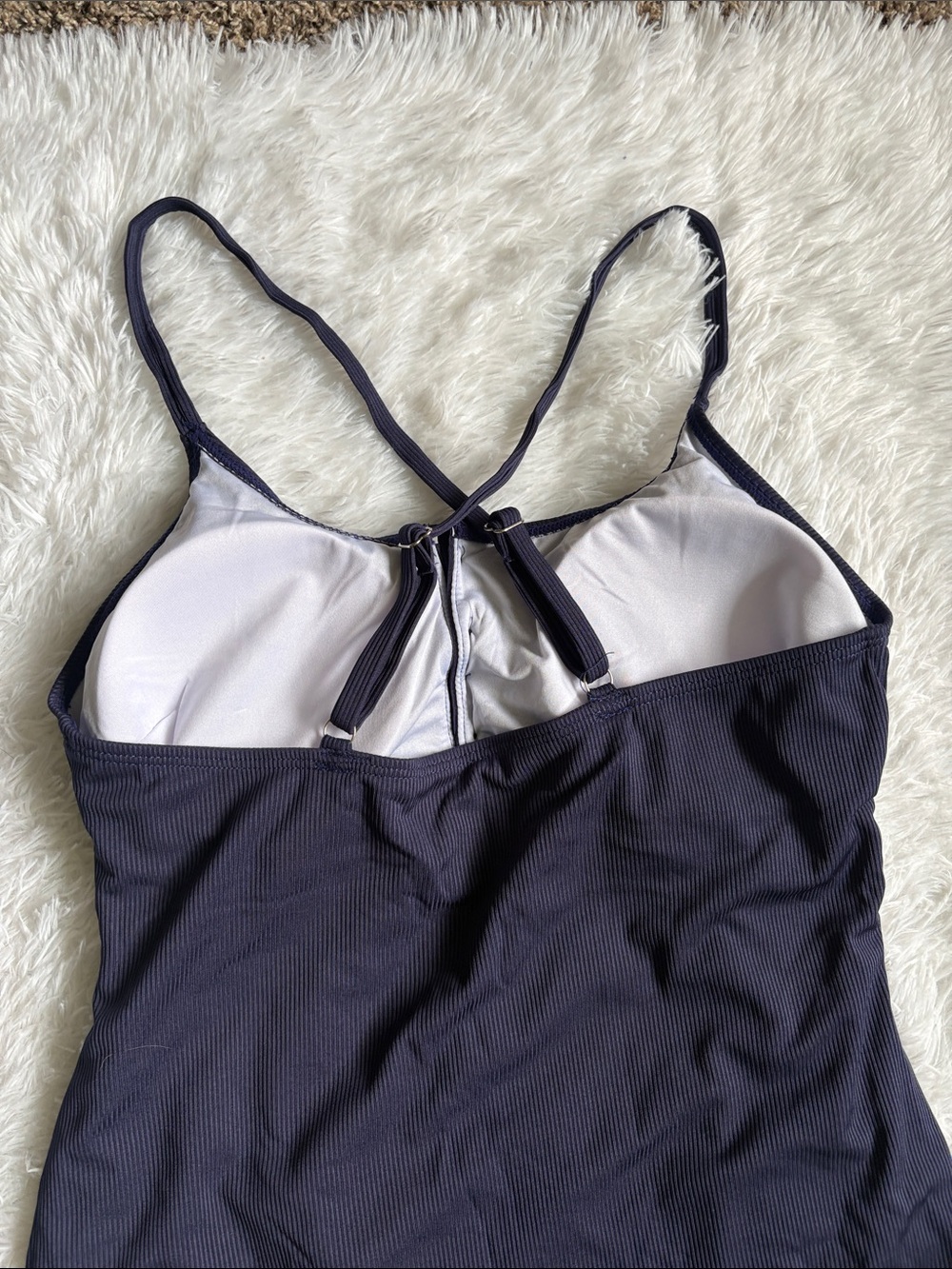 New In Packaging Zando Blue Ribbed Button Front One Piece Swimsuit L Maternity - Picture 9 of 13